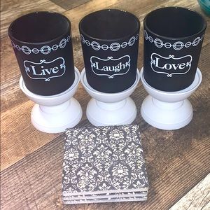 Candle decor & 3 coasters